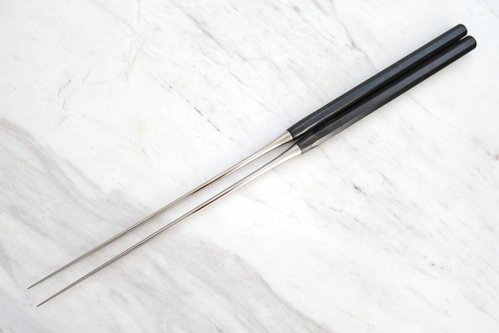 Japanische Moribashi Stäbchen zum Kochen, Länge 18 cm/Gesamtlänge 32 cm,  Ebenholz - japan-messer-shop