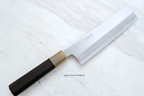 Tokujho Shirogami 2 Warikomi Nakiri 21 cm handgeschmiedet und Hand signiert