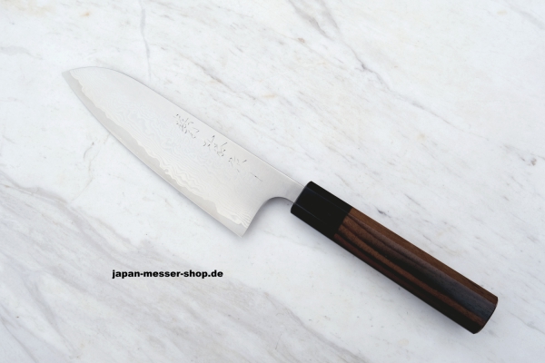 AZAI R2 Stahl Wa Santoku 17 cm, handgeschmiedet und -signiert, rostfrei