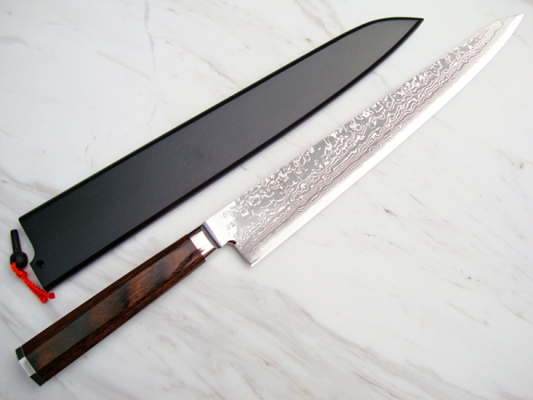 Takamura Hana PM Damastmesser Sujihiki 27 cm, handgeschmiedet und -signiert